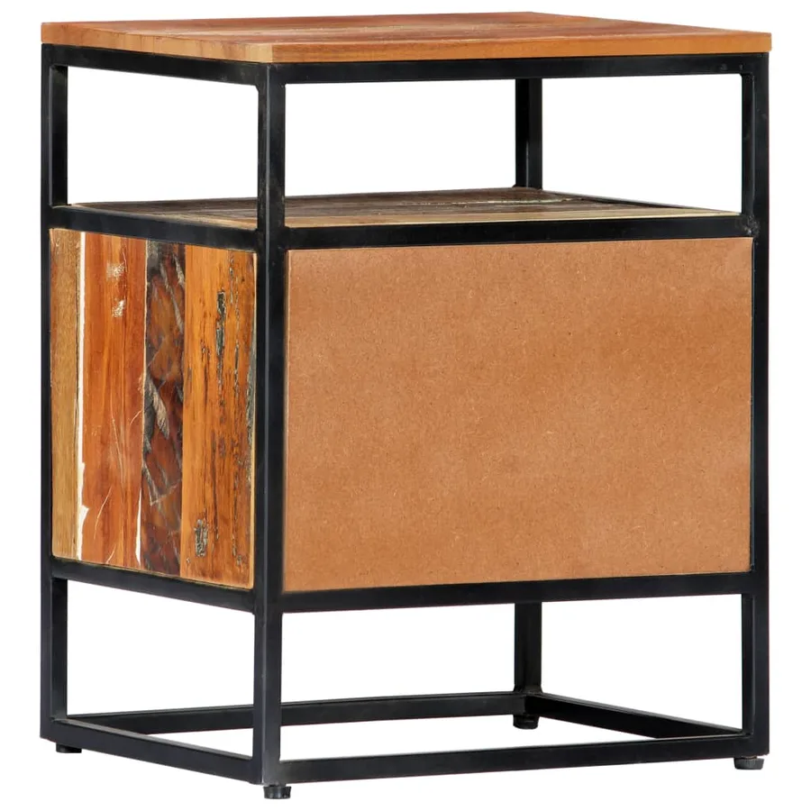 Table de chevet 40 x 30 x 50 cm Bois de récupération et acier - 3