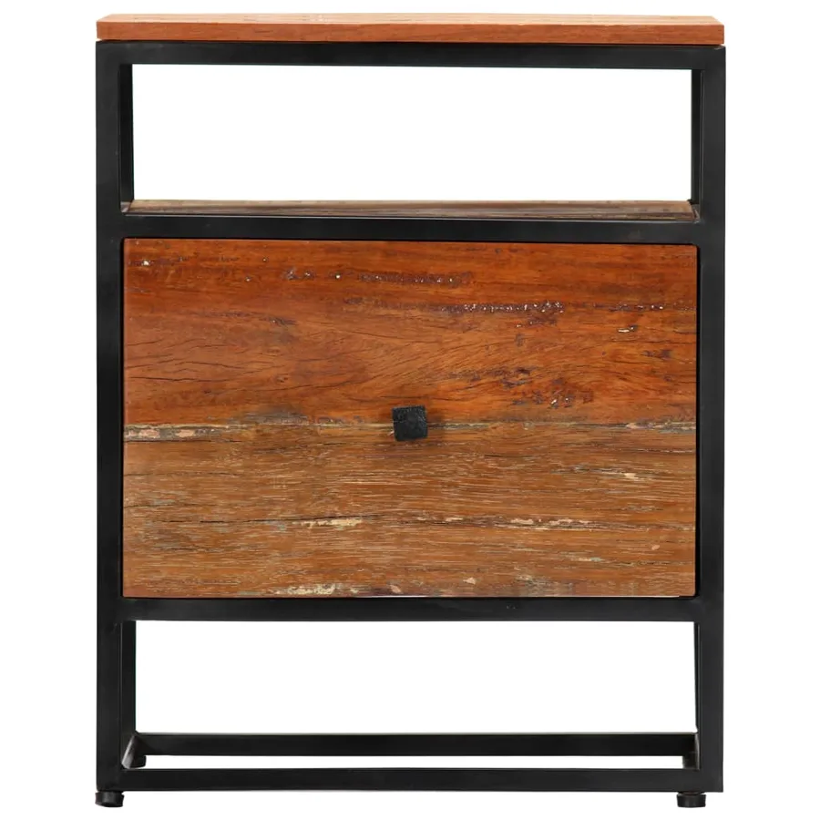 Table de chevet 40 x 30 x 50 cm Bois de récupération et acier - 4