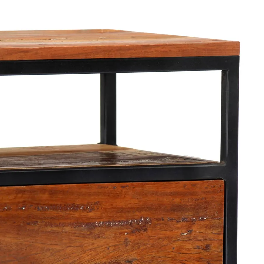 Table de chevet 40 x 30 x 50 cm Bois de récupération et acier - 6