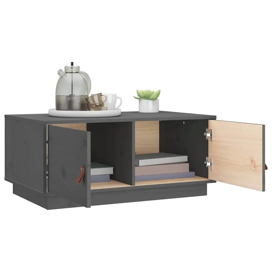 Table basse Gris 80x50x35 cm Bois massif de pin - 4