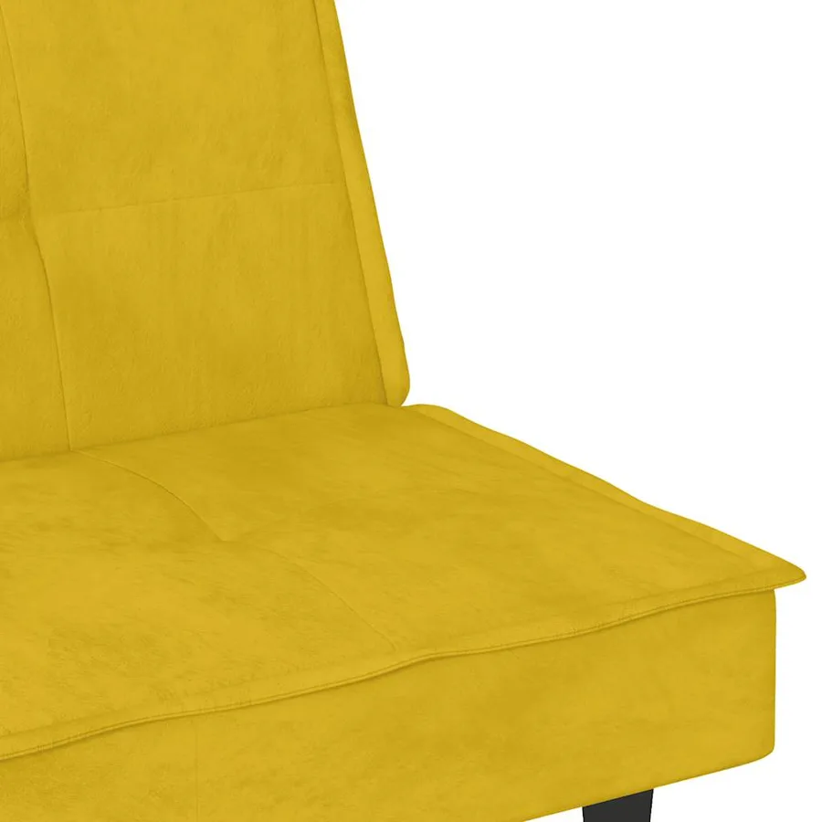 Canapé-lit avec porte-gobelets jaune velours - 10