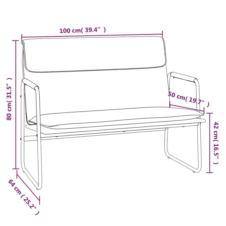 Banc Noir 100x64x80 cm Similicuir - 8