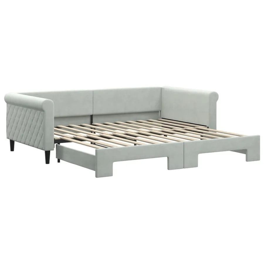 Lit de jour avec gigogne sans matelas gris clair 100x200 cm - 2