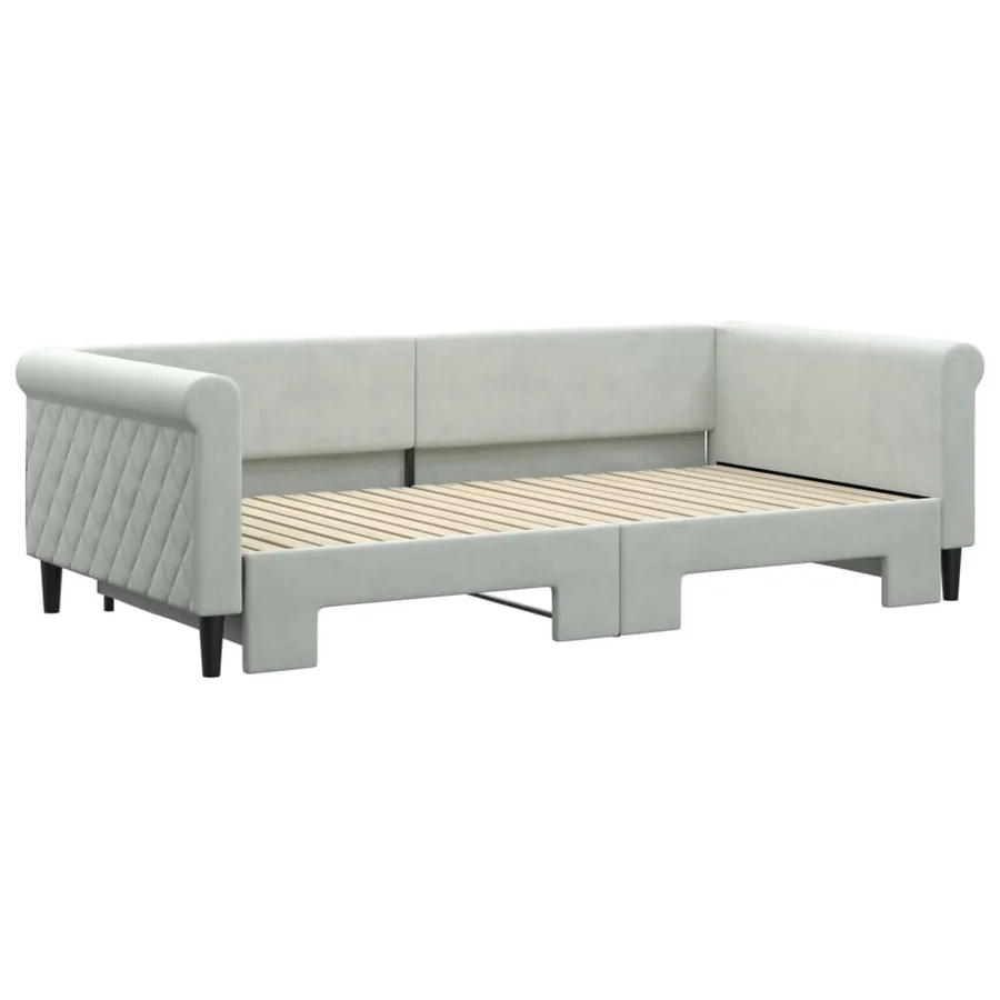 Lit de jour avec gigogne sans matelas gris clair 100x200 cm - 3