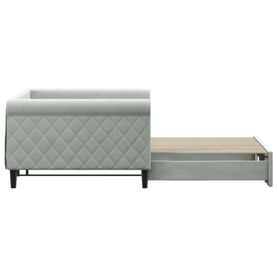 Lit de jour avec gigogne sans matelas gris clair 100x200 cm - 4