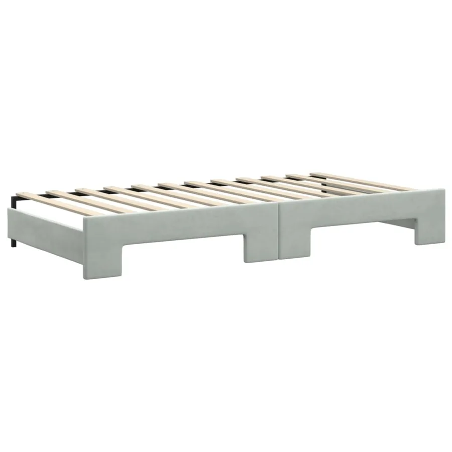 Lit de jour avec gigogne sans matelas gris clair 100x200 cm - 8