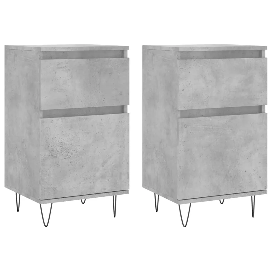 Buffets 2 pcs gris béton 40x35x70 cm bois d'ingénierie - 2