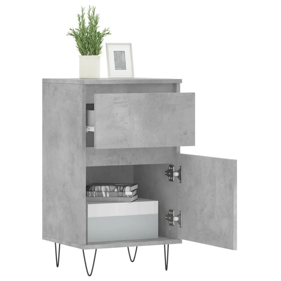Buffets 2 pcs gris béton 40x35x70 cm bois d'ingénierie - 4