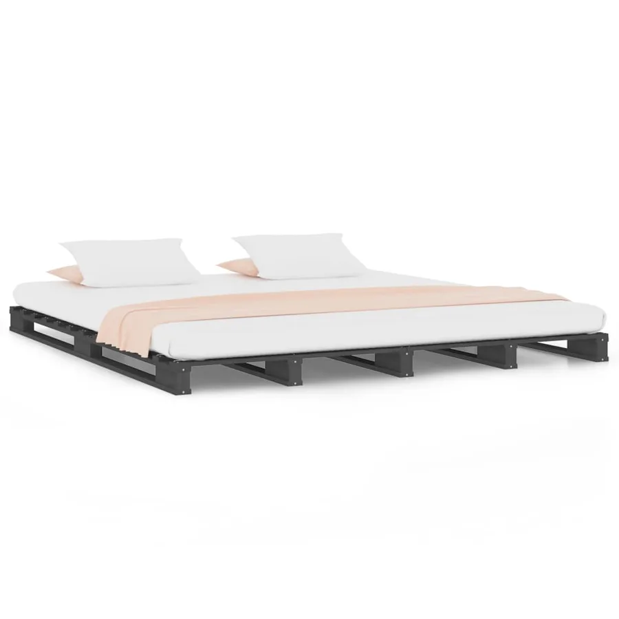 Lit de palette sans matelas gris 120x200 cm bois massif - 2