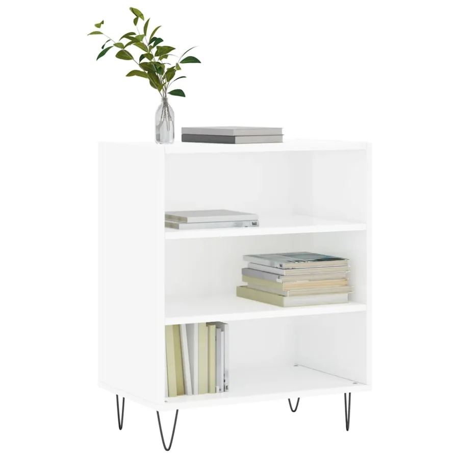 Buffet blanc brillant 57x35x70 cm bois d'ingénierie - 3
