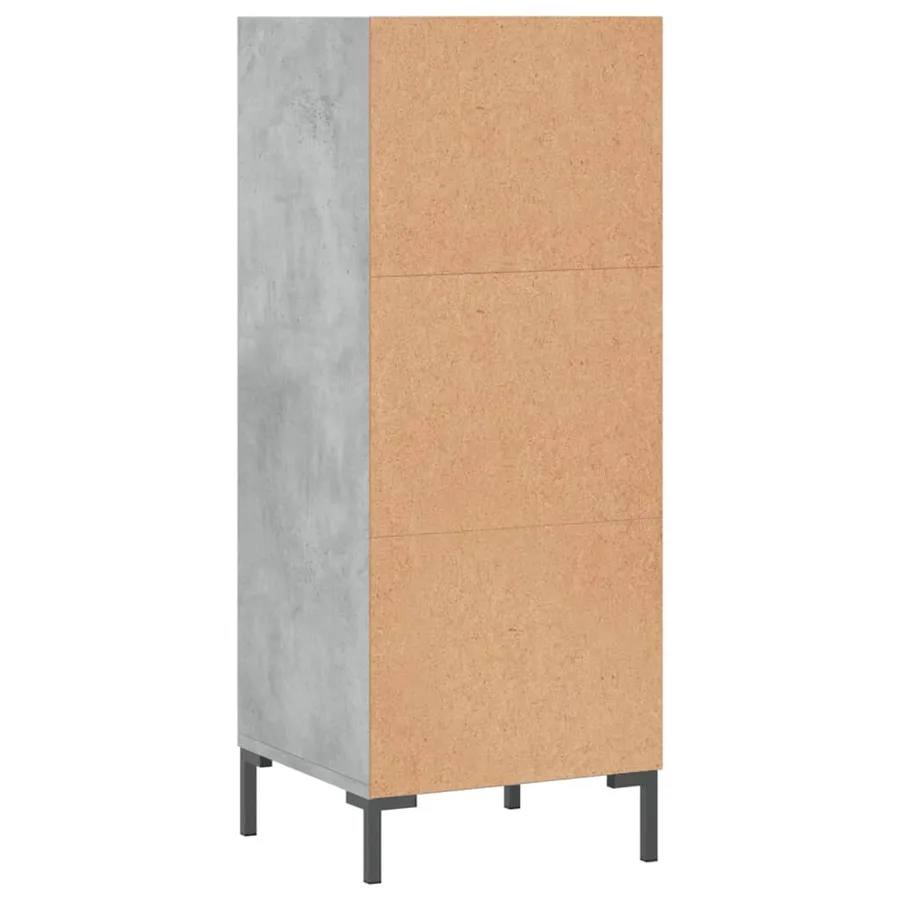 Buffet gris béton 34,5x32,5x90 cm bois d'ingénierie - 6