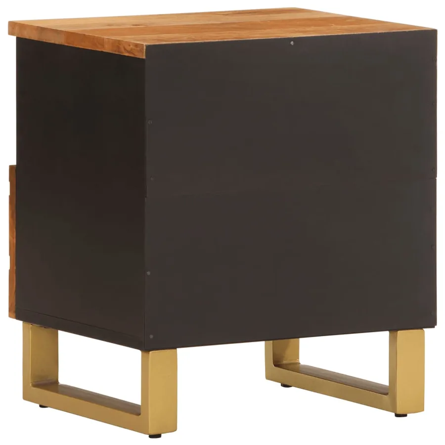 Table de chevet marron et noir bois de manguier solide - 6