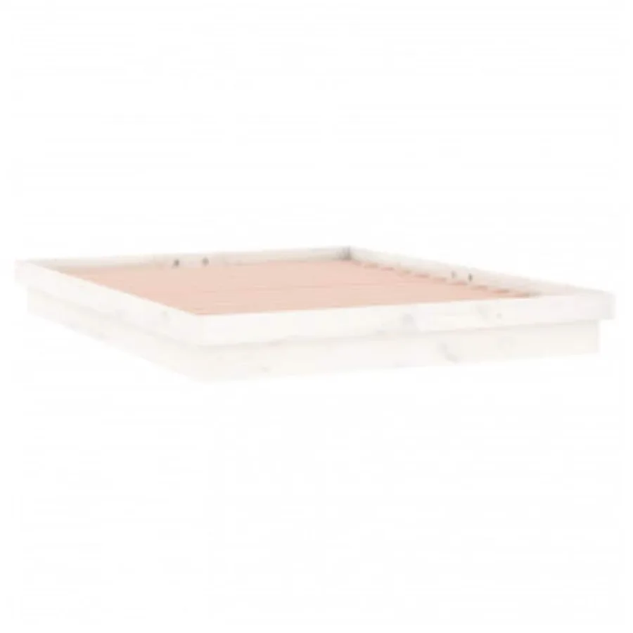 Cadre de lit à LED sans matelas blanc 140x200 cm bois massif - 6