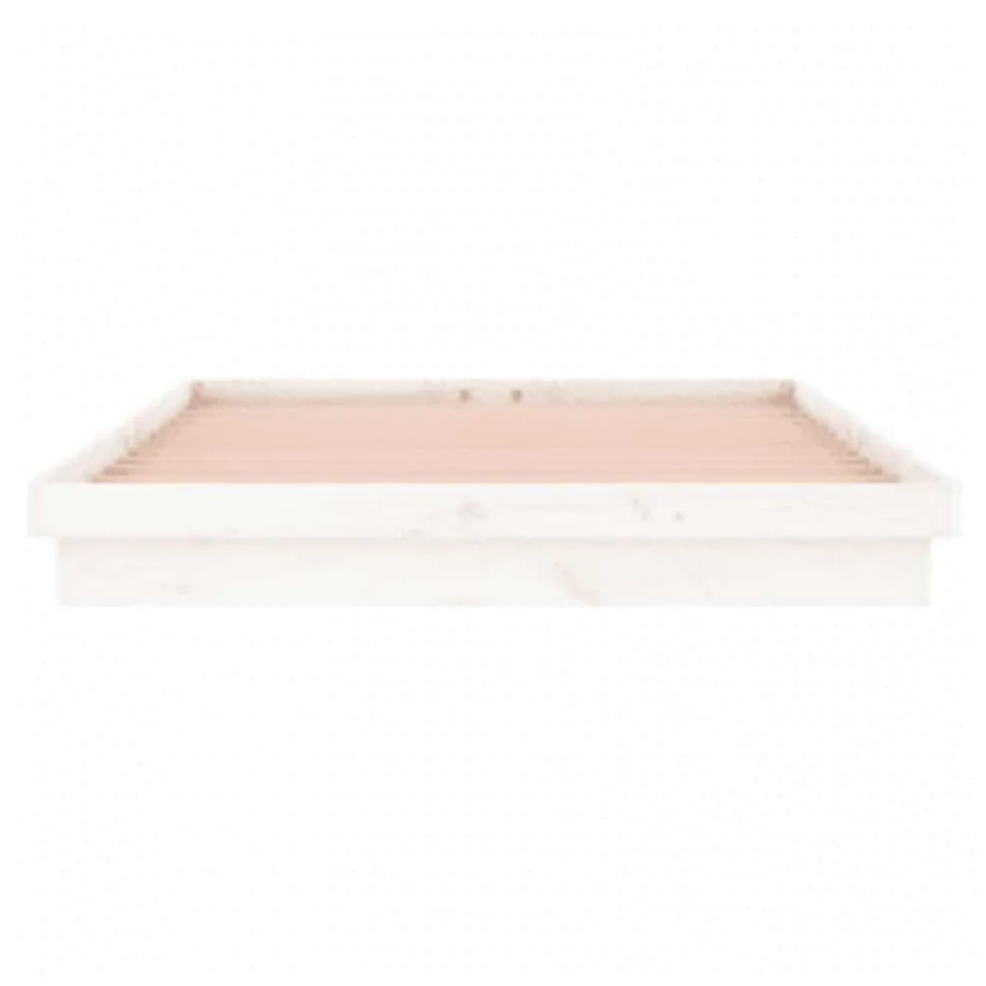 Cadre de lit à LED sans matelas blanc 140x200 cm bois massif - 7