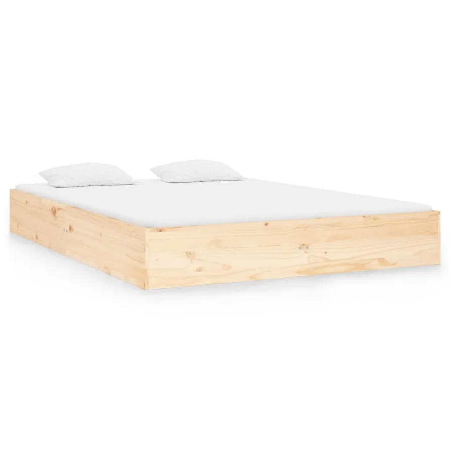 Cadre de lit sans matelas bois massif 140x190 cm - 2
