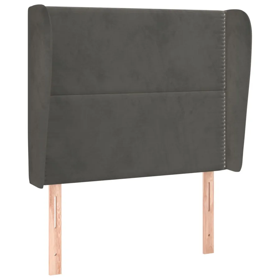 Tête de lit avec oreilles Gris foncé 93x23x118/128 cm Velours - 2