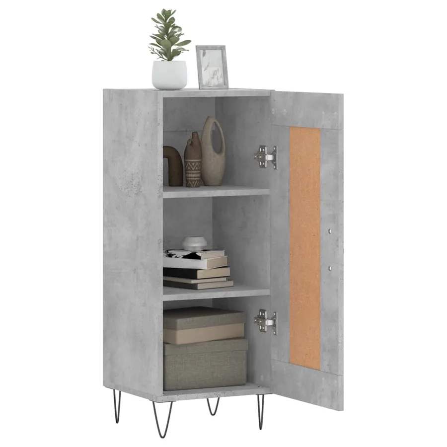 Buffet Gris béton 34,5x34x90 cm Bois d'ingénierie - 4