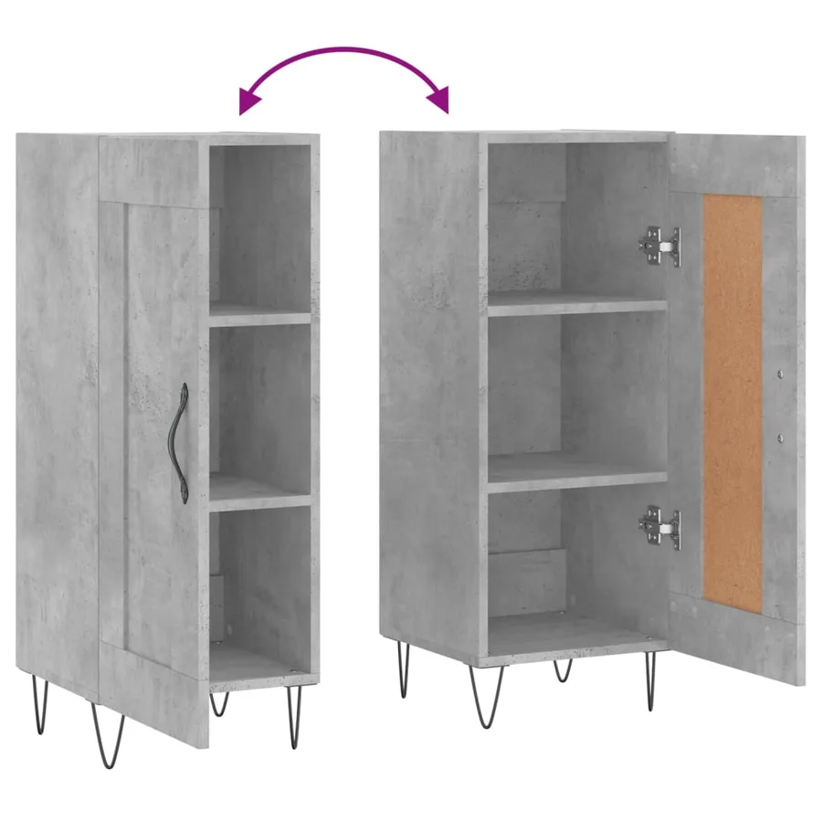 Buffet Gris béton 34,5x34x90 cm Bois d'ingénierie - 9