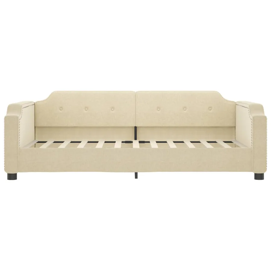 Lit de jour avec lit gigogne crème 100x200 cm tissu - 6