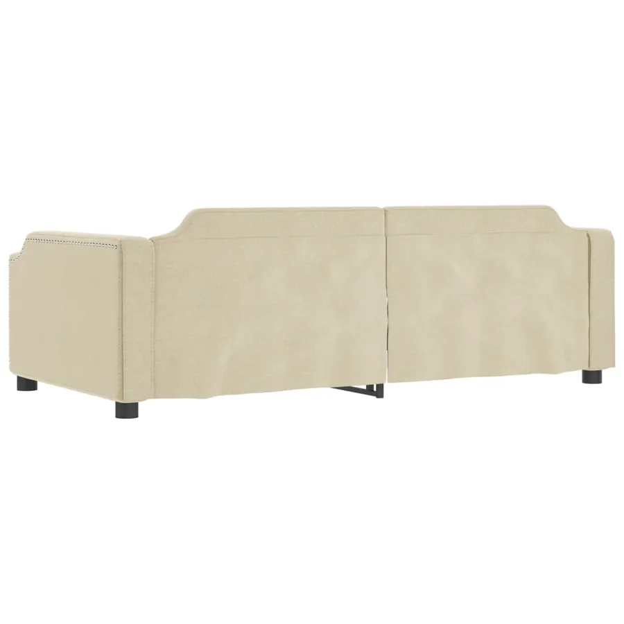Lit de jour avec lit gigogne crème 100x200 cm tissu - 7