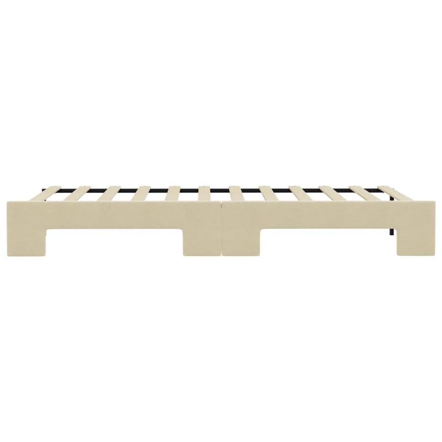 Lit de jour avec lit gigogne crème 100x200 cm tissu - 9