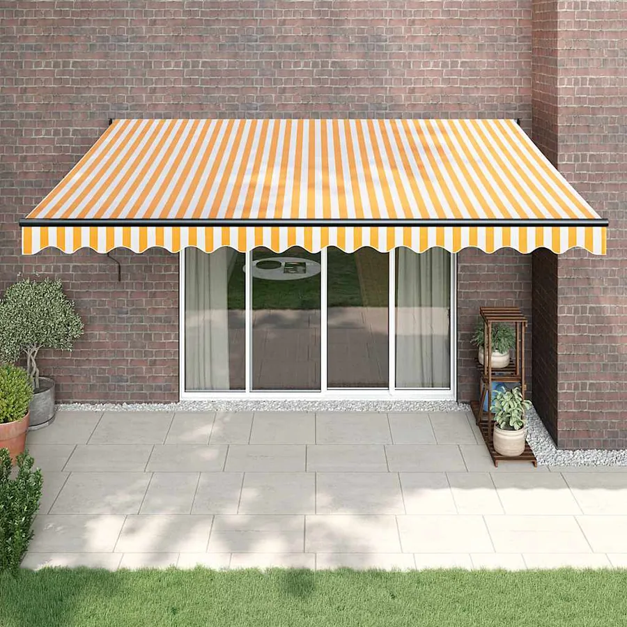 Auvent rétractable automatique jaune et blanc 4x3 m