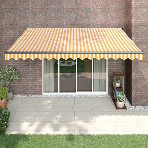 Auvent rétractable automatique jaune et blanc 4x3 m