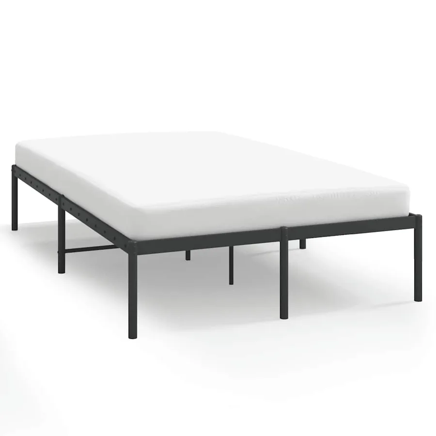 Cadre de lit métal sans matelas noir 135x190 cm - 2