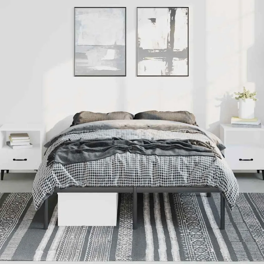 Cadre de lit métal sans matelas noir 135x190 cm - 4