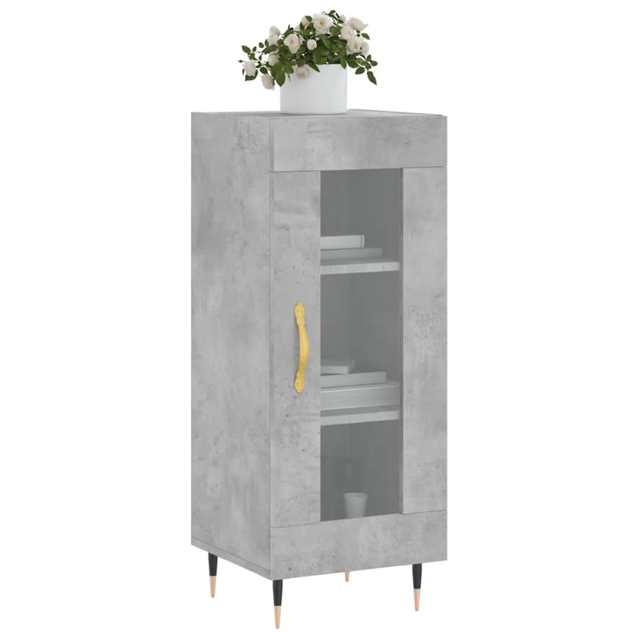 Buffet Gris béton 34,5x34x90 cm Bois d'ingénierie - 3