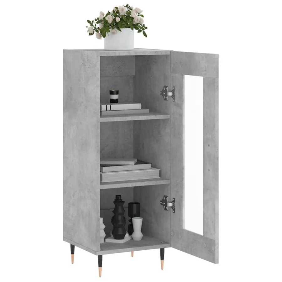 Buffet Gris béton 34,5x34x90 cm Bois d'ingénierie - 4