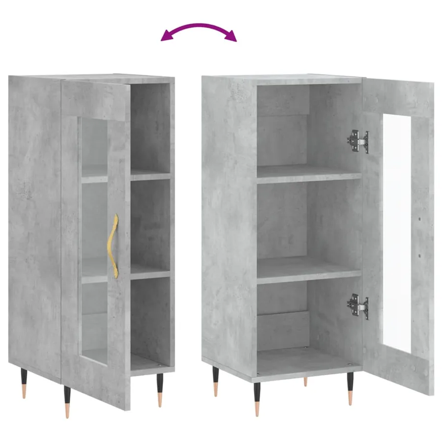 Buffet Gris béton 34,5x34x90 cm Bois d'ingénierie - 9