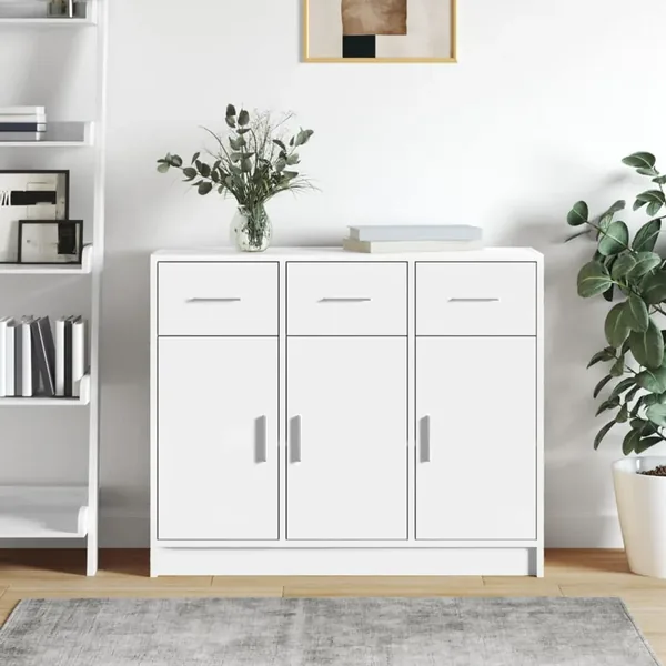 Buffet Blanc 91x28x75 cm Bois d'ingénierie