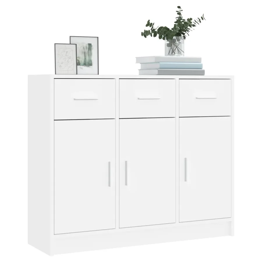 Buffet Blanc 91x28x75 cm Bois d'ingénierie - 3