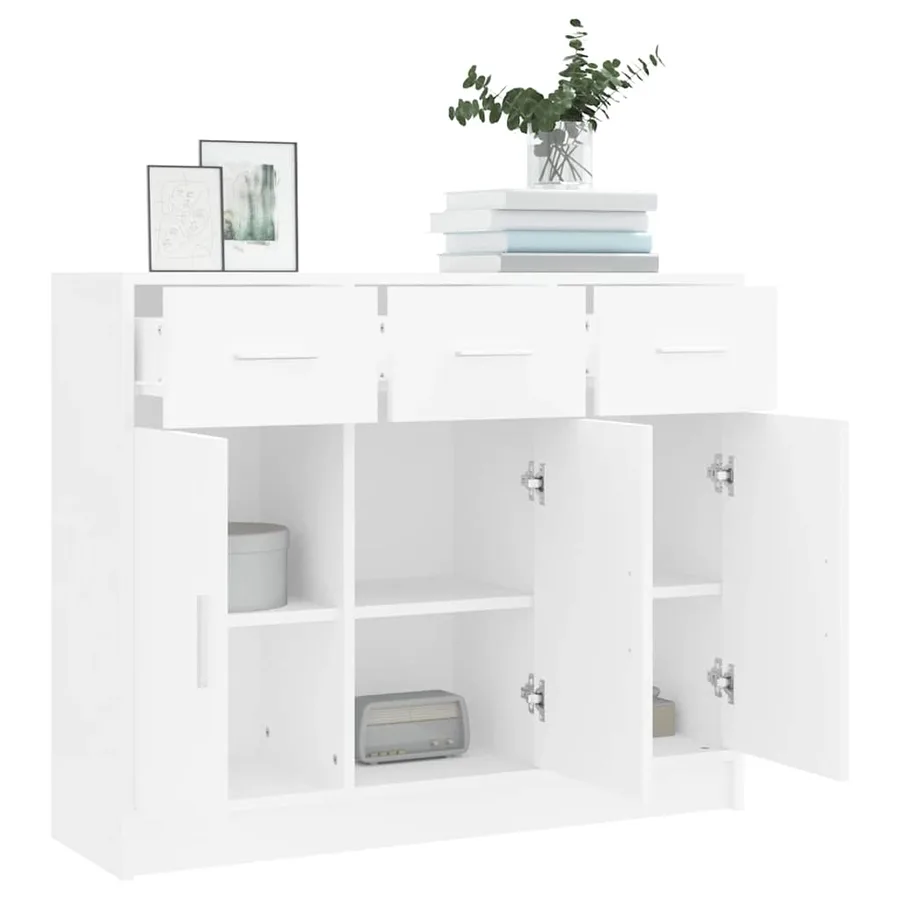 Buffet Blanc 91x28x75 cm Bois d'ingénierie - 4