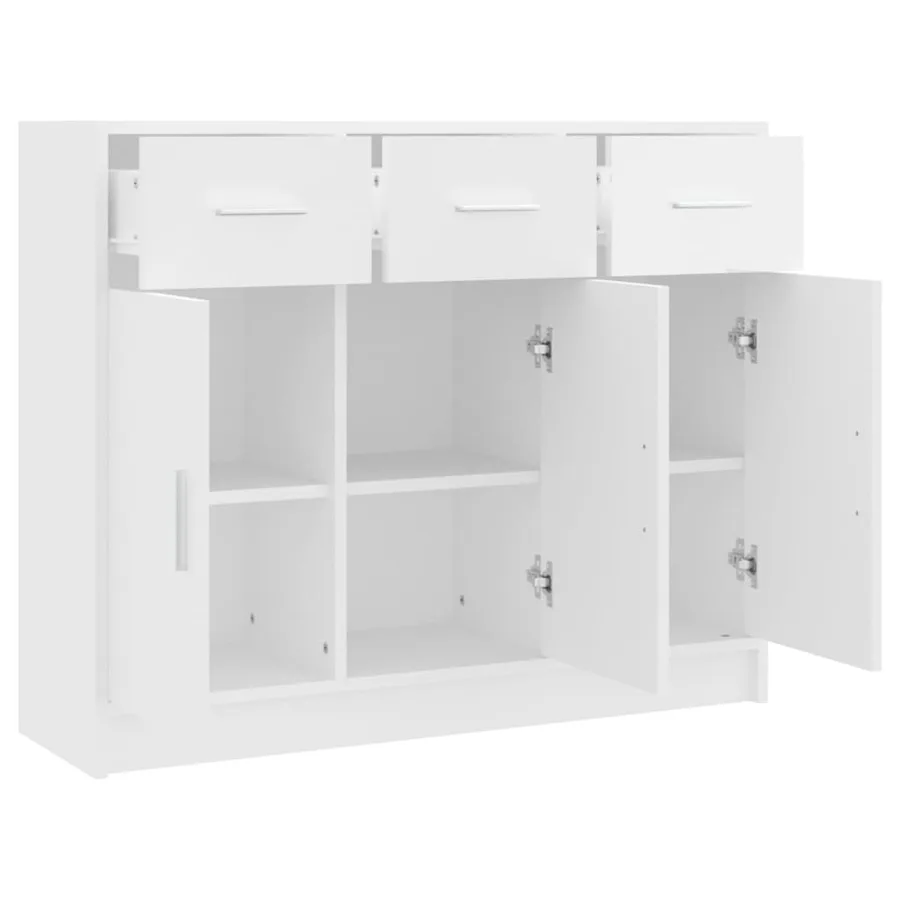Buffet Blanc 91x28x75 cm Bois d'ingénierie - 6