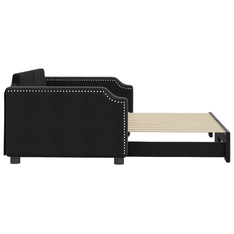 Lit de jour avec gigogne sans matelas noir 100x200 cm - 4