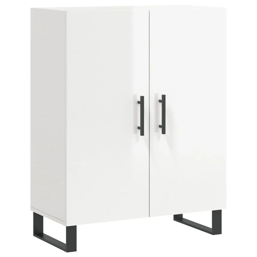 Buffet haut Blanc brillant 69,5x34x180 cm Bois d'ingénierie - 7