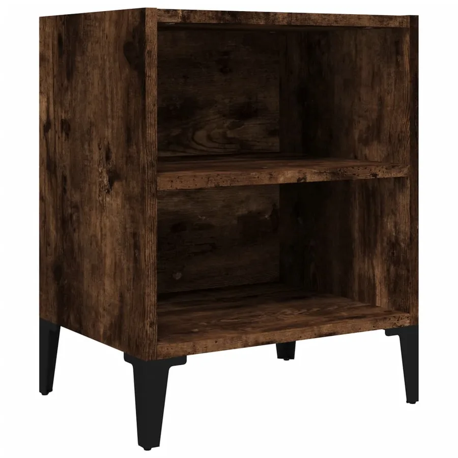 Table de chevet avec pieds en métal Chêne fumé 40x30x50 cm - 2