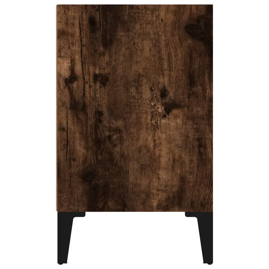 Table de chevet avec pieds en métal Chêne fumé 40x30x50 cm - 4