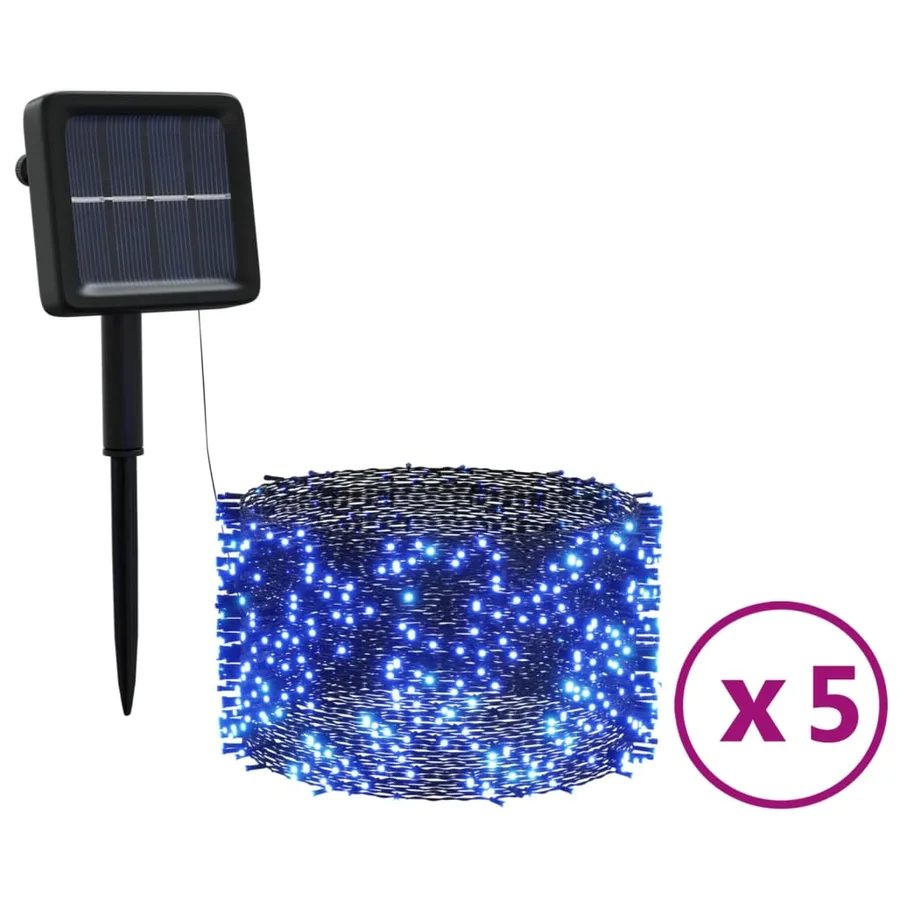 Lampes solaires 5 pcs 5x200 LED Bleu Intérieur Extérieur - 2