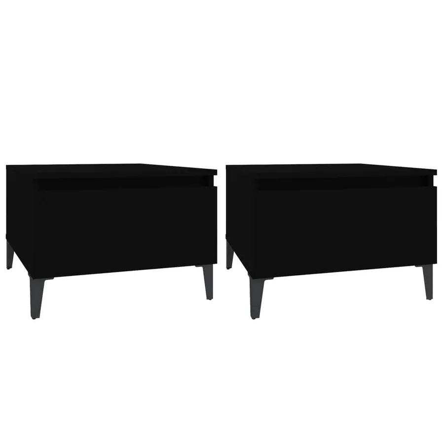 Tables d'appoint 2 pcs Noir 50x46x35 cm Bois d'ingénierie - 2