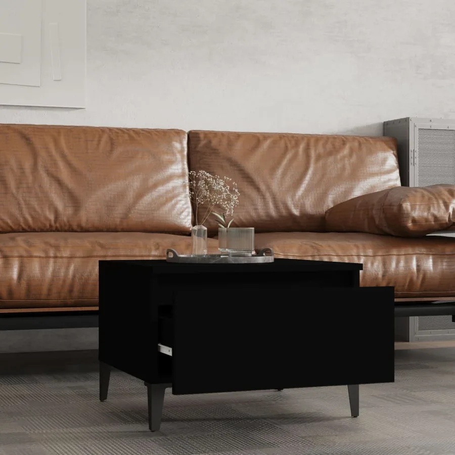 Tables d'appoint 2 pcs Noir 50x46x35 cm Bois d'ingénierie - 3