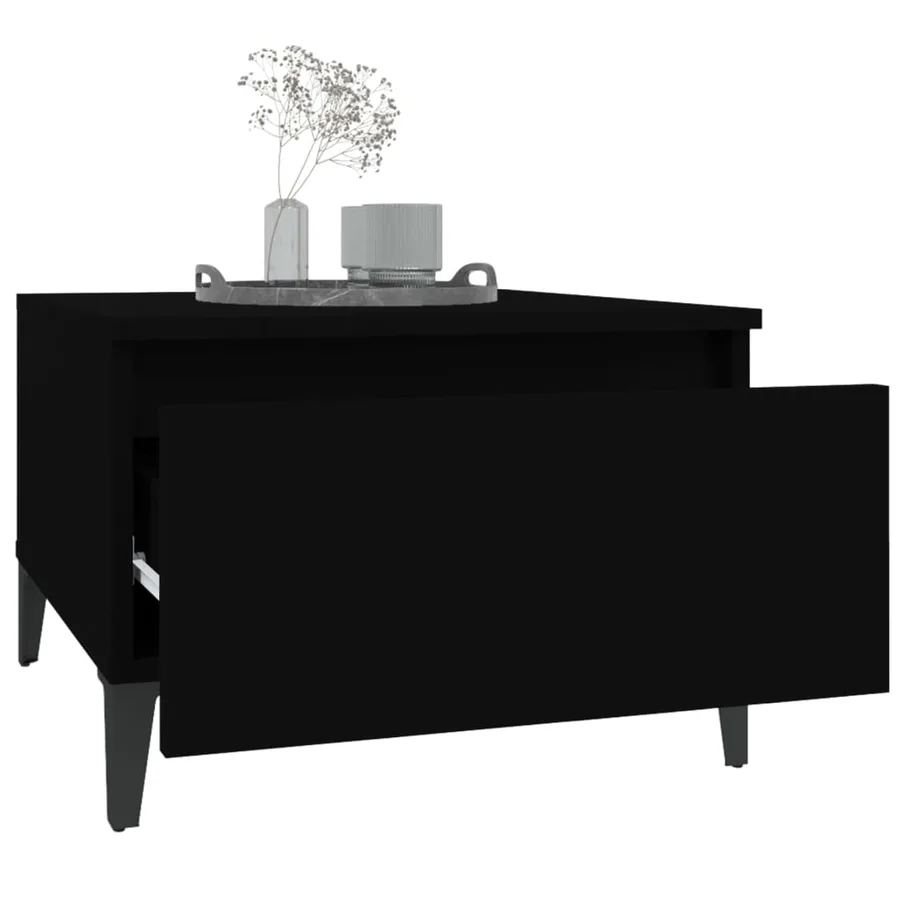 Tables d'appoint 2 pcs Noir 50x46x35 cm Bois d'ingénierie - 5