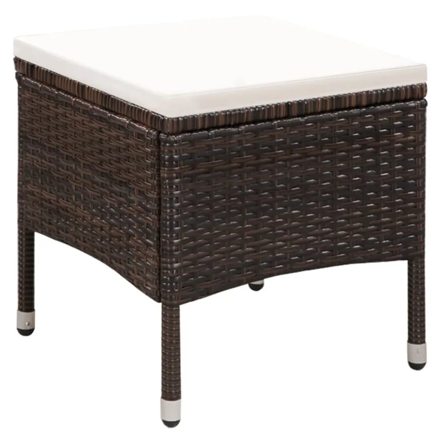 Chaise et tabouret d'extérieur et coussins Résine tressée Brun - 3