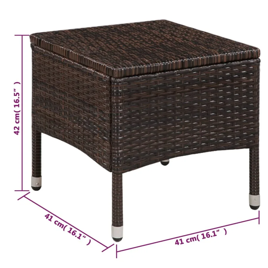 Chaise et tabouret d'extérieur et coussins Résine tressée Brun - 5
