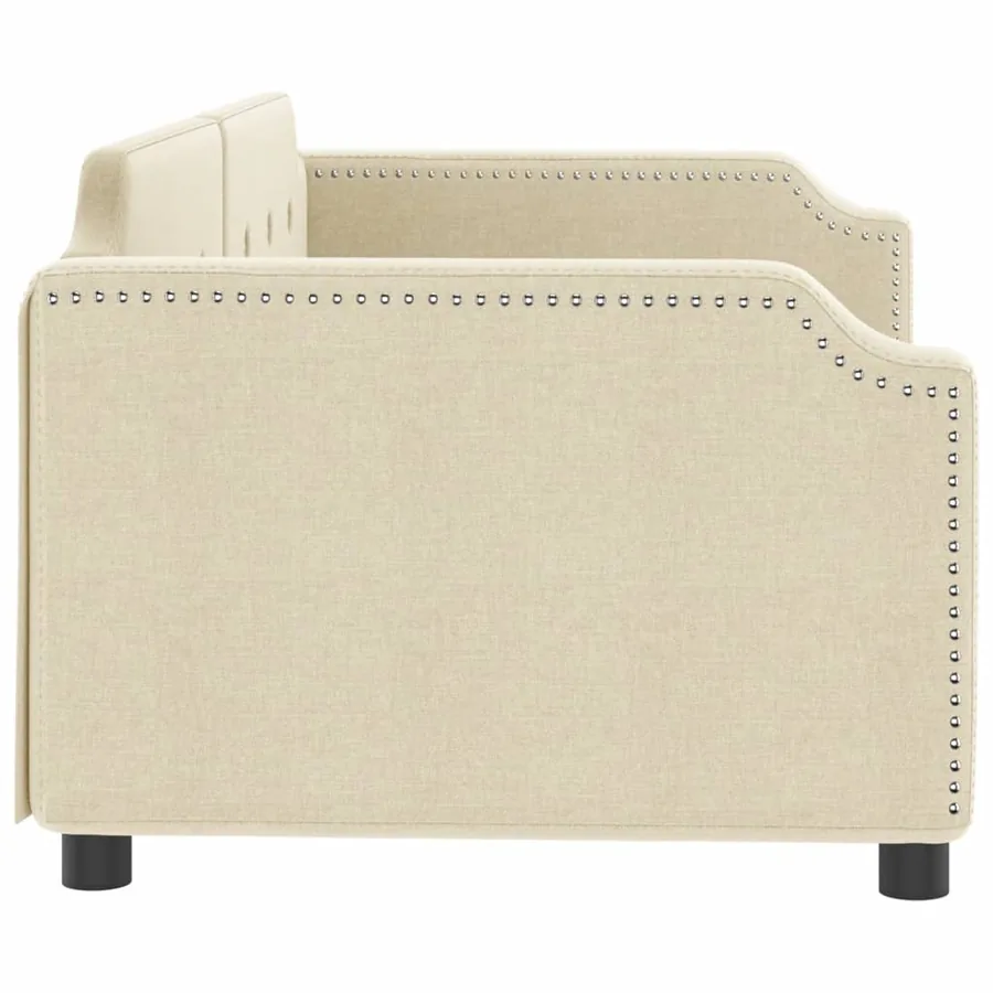 Lit de repos crème 100x200 cm tissu - 4