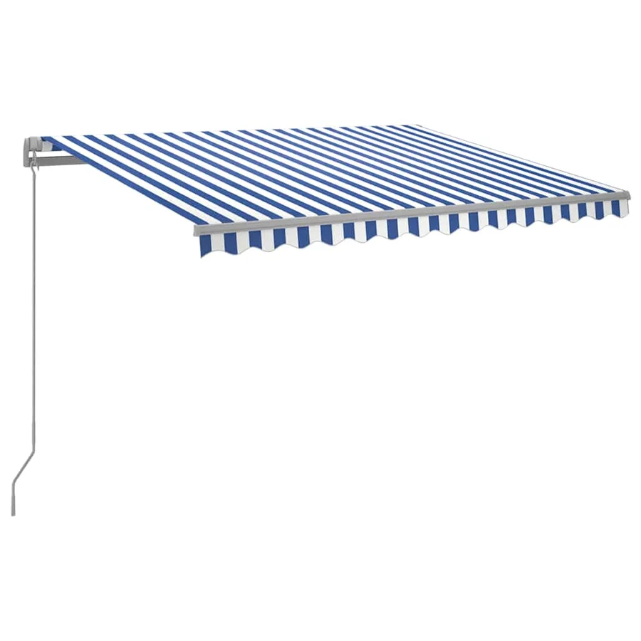 Auvent manuel rétractable avec LED 300x250 cm Bleu et blanc - 2