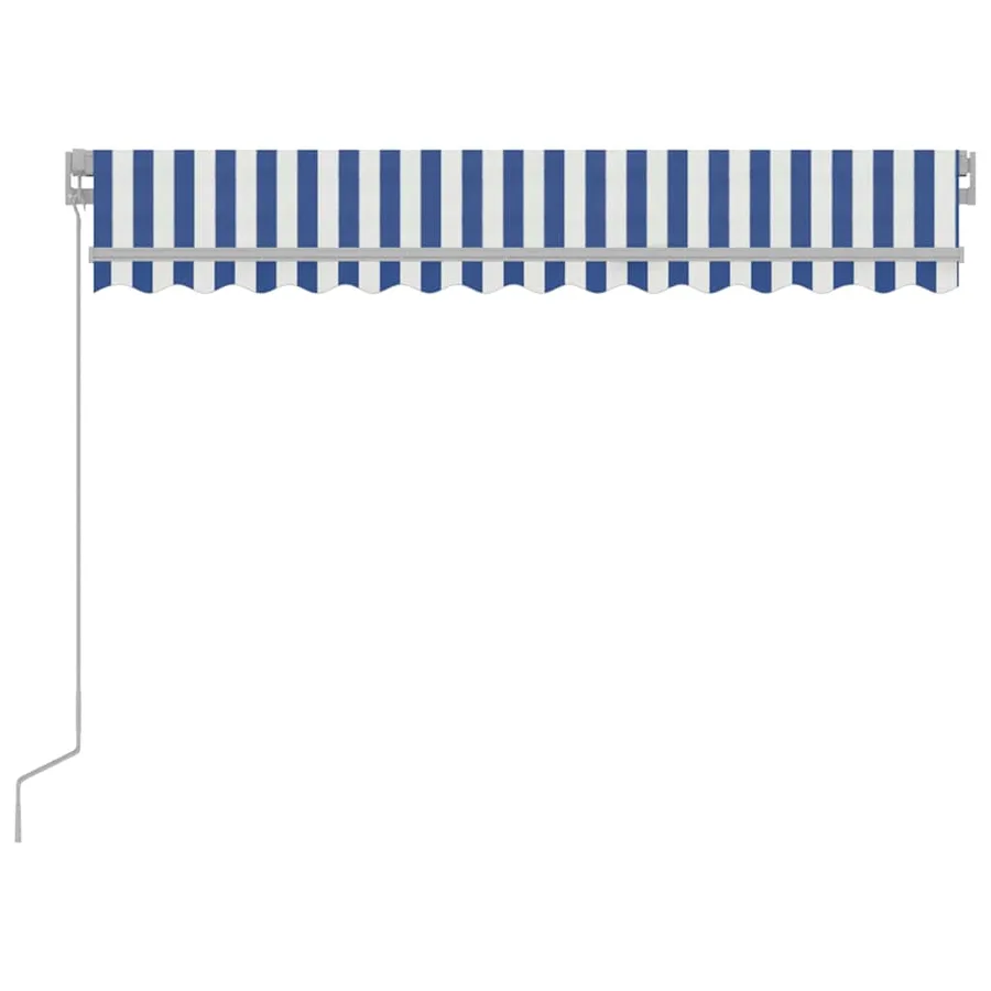 Auvent manuel rétractable avec LED 300x250 cm Bleu et blanc - 3