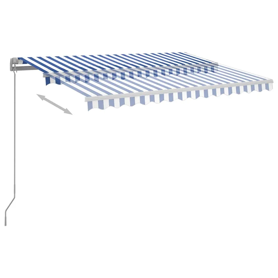 Auvent manuel rétractable avec LED 300x250 cm Bleu et blanc - 6